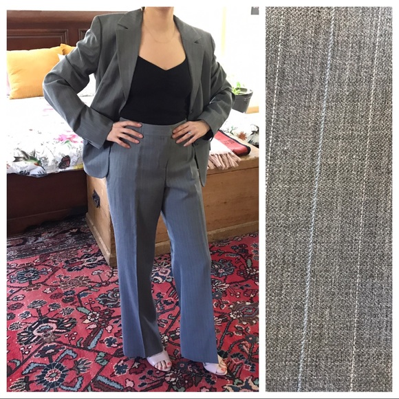LOFT Pants - LOFT by Ann Taylor pantsuit set. Gray, pinstriped
